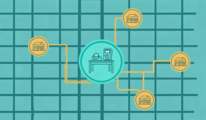 Map illustration of the Klein Tools Multimeter application desk